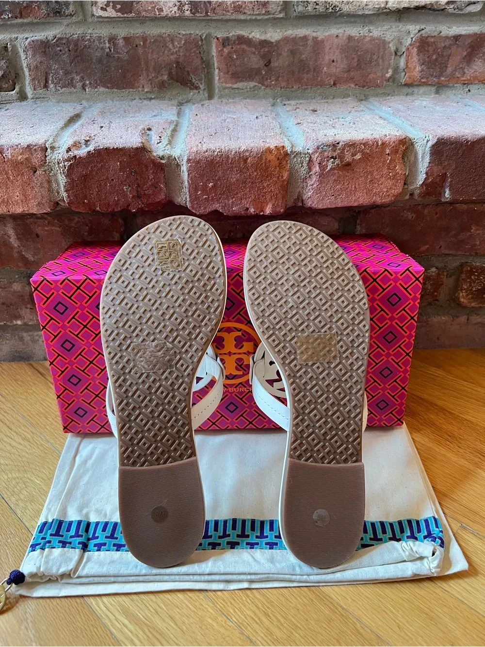Tory Burch Ivory & Silver Metal Crystal Embellished Miller Sandals